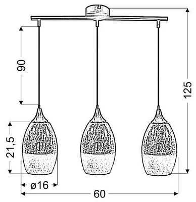 Suspension verre doré réglable 3x60W Celia Candellux 33-51585