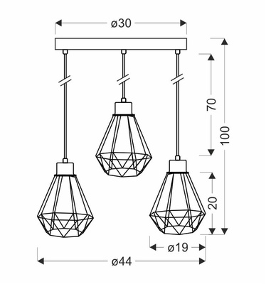 Lampă suspendată neagră + sârmă aurie Primo 33-06172