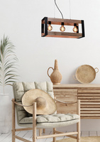 Suspension métal noir + bois 3xE27 Varna 33-79077