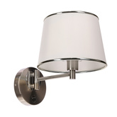 Kinkiet srebrny regulowany z włącznikiem biały abażur Ibis Candellux 21-00883