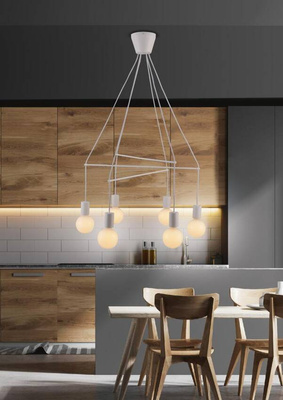 Lampa wisząca Alto biała 6-punktowa nad stół do jadalni dwuobwodowa