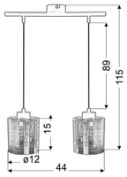Chrome hanging lamp with a glass shade 3D 2x40W Nocturno Candellux 32-57693