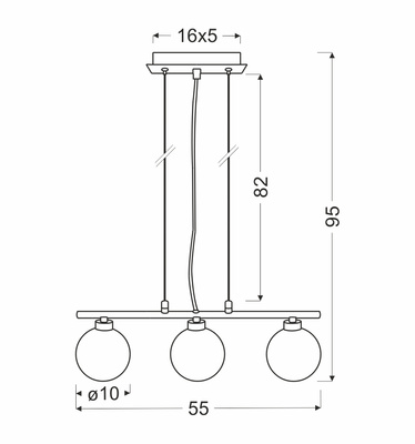 Suspension chrome / boule blanche 3 RAISA 33-01382