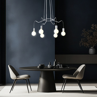Lampa wisząca Basso 6-punktowa metalowa biała matowa nad stół E27