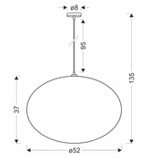 MELLOW lampă suspendată neagră 1x40W E27 abajur 52 sferă albă 31-41951