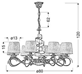 Hanging lamp chrome 8xE14 chandelier Denis 38-23452