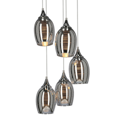 Plafoniera suspendata placa cromata 5x60W Marina Candellux 35-60198