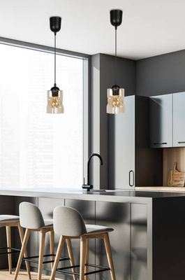 Black/amber glass pendant lamp Felis 31-00156