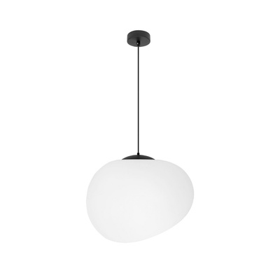 Hanging lamp STONES 30 cm in Japandi style with white acrylic stone inspired shade minimalist ceiling lighting for living room E27