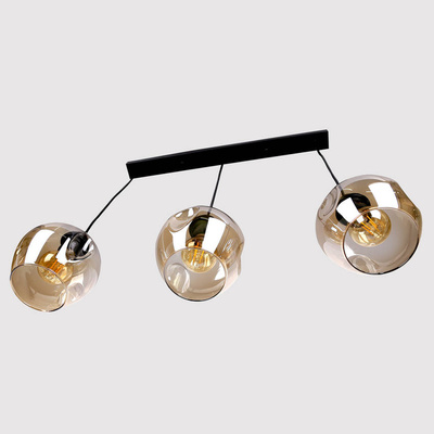 Suspensie din sticla neagra / maro 3xE27 Aspa 33-00606