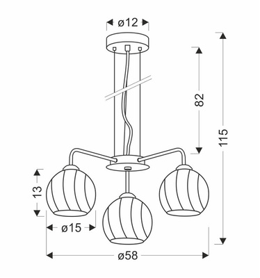 Suspension Larix chrome 3x40w e27 abat-jour blanc 33-23834