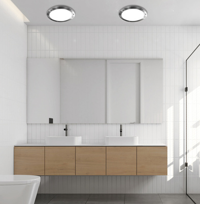 Runde Badezimmer-Deckenleuchte aus satiniertem Nickel IP44 Aquila 12-84180