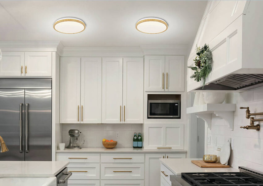 PLAFON KATO 400 mm LEDEA 50333114 LED 24W MÉTAL BLANC, BOIS CLAIR