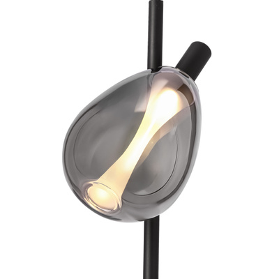 Night lamp Denso black glass with smoked shade minimalist