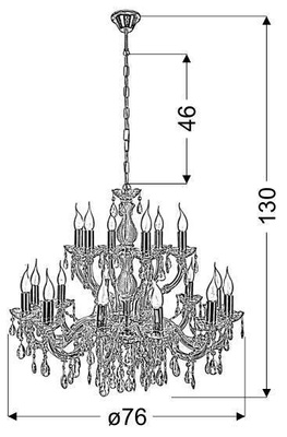 Lustre doré avec cristaux 18xE14 Maria Teresa 30-94615