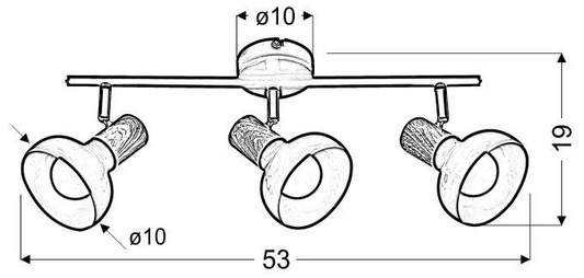 Ceiling lamp hanging strip 3xE14 white PUERTO 93-62673
