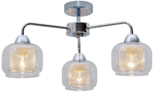 Chrome ceiling lamp with glass shade 3x40W Ray Candellux 33-67081