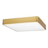 Plafon sufitowy LED QUATTRO złoty – kwadratowy ze szklanym kloszem - elegancka lampa sufitowa do korytarza i łazienki
