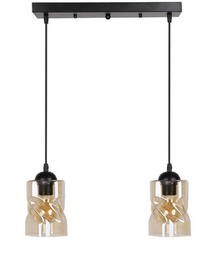 Lampa suspendata neagra / banda chihlimbar 2xE27 Felis 32-00170