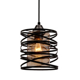 Suspension Eluna noire E27 avec abat-jour ambre 31-09548