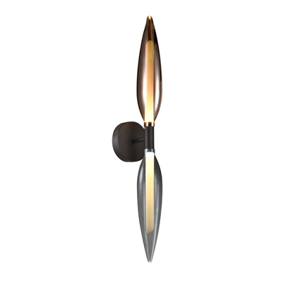 Nordic Wall Light Glass Grey Smoke And Copper 2xG9 Modern