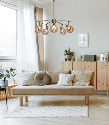 Lentini hanging lamp patina 5x40w g9 with amber shade