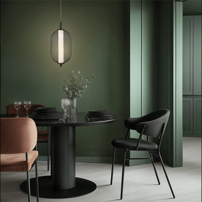 Hanging wire lamp PUMA with elongated shade 15 x 30 cm designer lamp over table LED 3000K