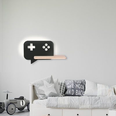 Raft de perete 5W LED Consola Kids negru cu cablu Candellux 21-19684
