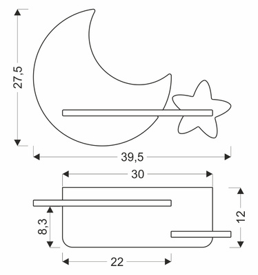Applique murale étagère 5W LED IQ KIDS gris+or Moon Candellux 21-75727