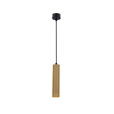 Lampa wisząca tuba Tubo czarna drewniana pojedyncza GU10 regulowana wysokość