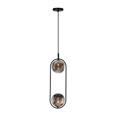 Hanging lamp CORDEL elegant black with graphite ball shades minimalist living room lighting 2x G9 LED