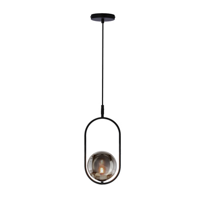 Pendant lamp CORDEL elegant black with graphite globe shade modern lighting for living room and bathroom 1x G9 LED