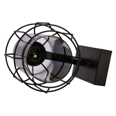Jonera lampe applique noire p20 1x40w e27 abat-jour fumé 21-10186