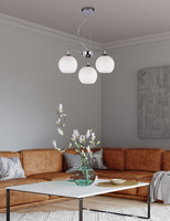 Suspension Larix chrome 3x40w e27 abat-jour blanc 33-23834