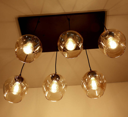 Glass hanging lamp black / brown 6xE27 Aspa 36-00620