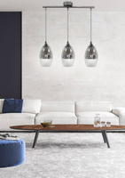 Lampa wisząca srebrna szklana regulowana 3x60W Celia Candellux 33-51585