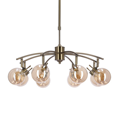 Lentini Pendelleuchte Patina 8x40W G9 mit bernsteinfarbenem Schirm