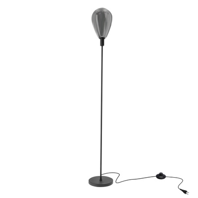 Lampa podłogowa Denso czarna z dymionym szklanym kloszem nowoczesna 1x5W G9