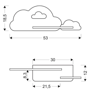 Applique LED 5W pour enfant nuage blanc et rose avec étagère Cloud 21-76717
