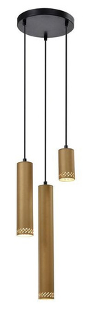 Lampa wisząca tuba Tubo czarna drewniana potrójna regulowana GU10
