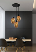 Lampa wisząca czarno-miedziana lustrzane klosze 3x60W Marina Candellux 33-51608