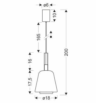 Hanging lamp Bueno glass black with smoked shade for living room