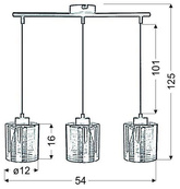 Hanging ceiling lamp chrome glass 3x60W Cox Candellux 33-53886