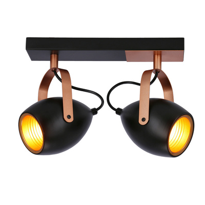 Spot orientable noir et cuivre E14 2x40W Anica 92-81797
