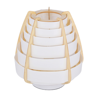 Table lamp NAGOYA in Japandi style white beige shade made of plastic and wood bedside table lamp E27