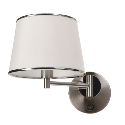 Kinkiet srebrny regulowany z włącznikiem biały abażur Ibis Candellux 21-00883