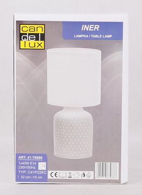 Tischlampe aus grauer Keramik für den Nachttisch Iner Candellux 41-79886