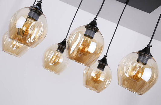 Suspensie din sticla neagra / maro 6xE27 Aspa 36-00620