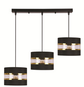 Lampa wisząca z abażurami Pandy czarna potrójna do salonu E27 model standard