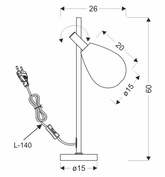 Lampe de chevet Denso 26 noire abat jour en verre cuivré pour lecture